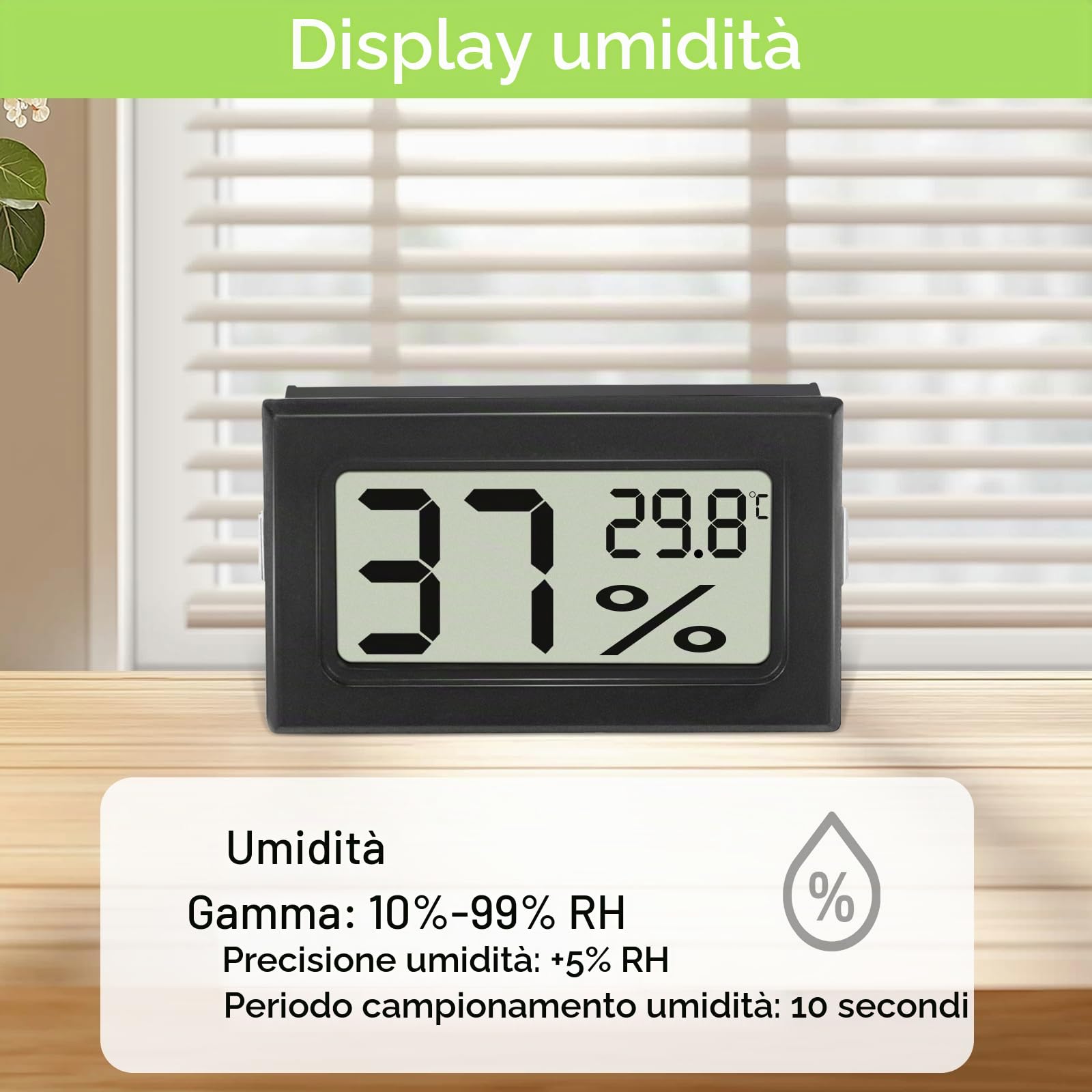 Farerkass 8 Pezzi Igrometro Ambiente Interno, Mini Termometro Digitale, Sensore Umidità con LCD per Serra, Cameretta, Cantina per Camera del Bambino, Casa, Ufficio, Camera da Letto, Cantina（Nero）