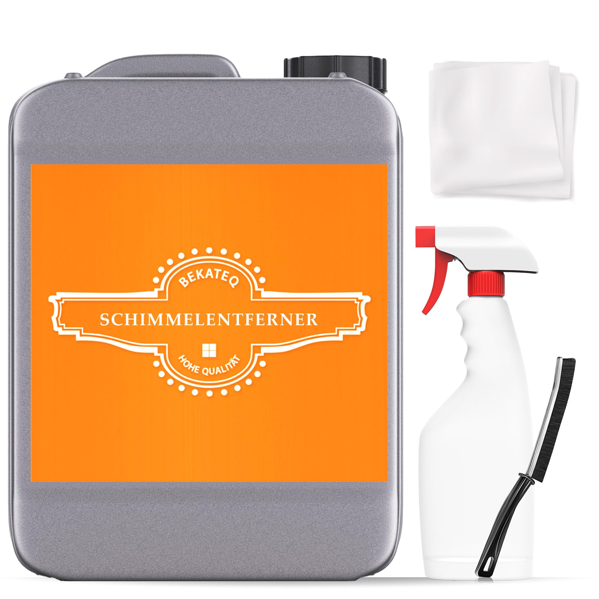 Schimmelentferner Set für Wand, Bad, Fugen - 10l Schimmelreiniger + Tuch + Fugenreiniger + Sprühflasche - Anti Schimmel Reiniger, Schimmelstop, Schimmelmittel säure & chlorfrei - BEKATEQ BE-780