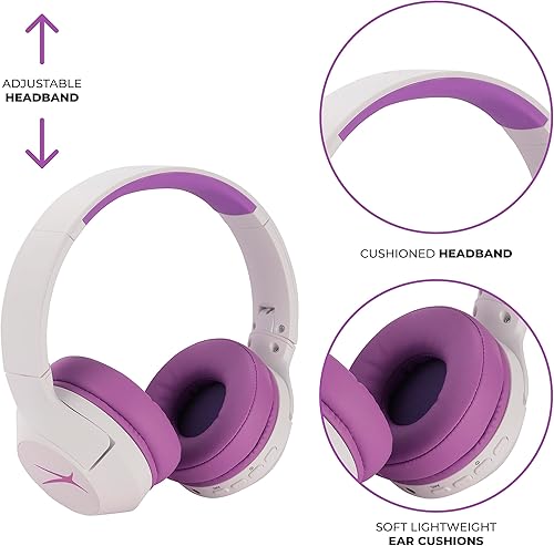 Miniatura 6 de Altec Lansing Auriculares inalámbricos con cancelación de ruido seguros para niños, batería de 15 horas, límite de volumen de 85 dB, diseño