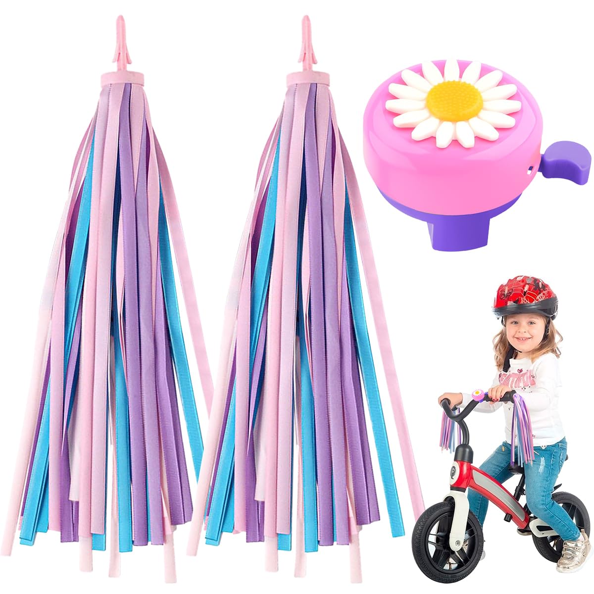 Accesorios de Bicicleta para niños, Accesorios de Bicicleta para niñas, Accesorios de Manillar de Patinete para niños, Accesorios para Coche de Equilibrio, con Timbre de Bicicleta para niños, 1 par