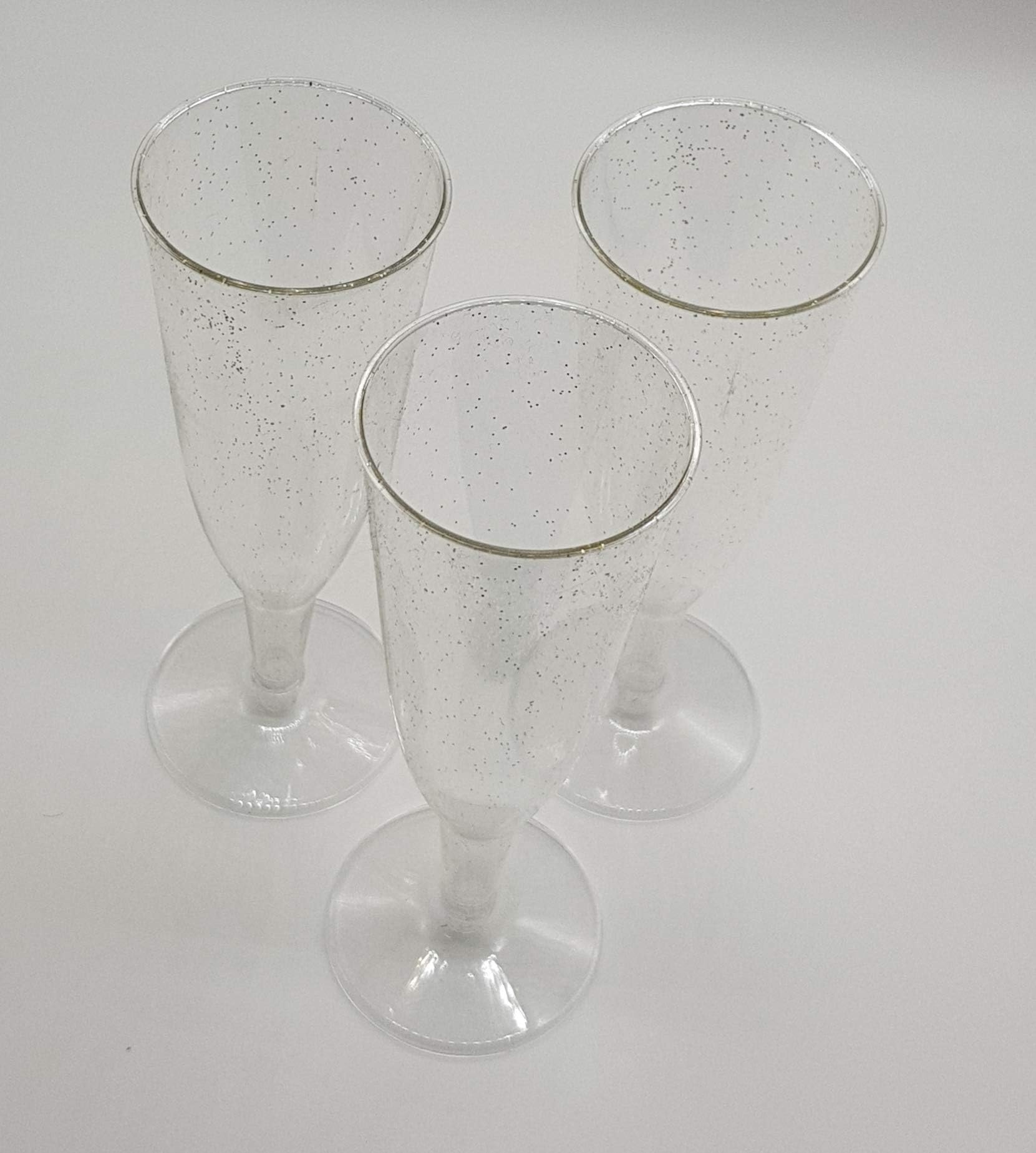 GSL 30 x Gold Glitter Disposable Party Champagne Flutes - (2)