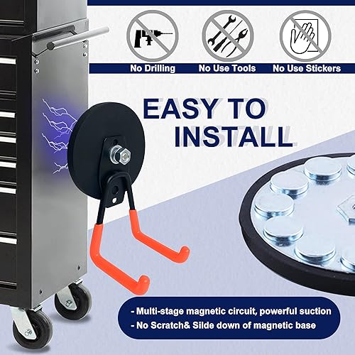 Miniatura 5 de TSUYA Ganchos magnéticos fuertes, ganchos magnéticos de garaje de 45 libras, ganchos de utilidad resistentes para colgar herramientas de patio,