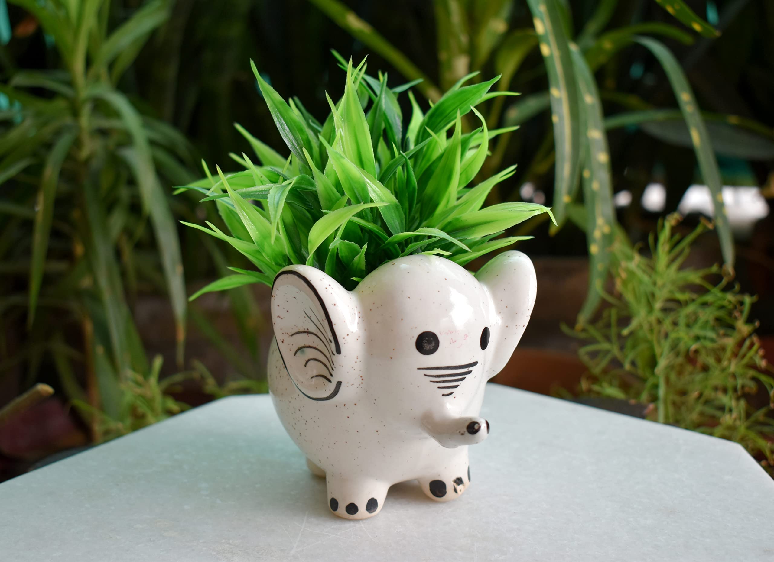 MARBOGLASS India Baby Elephant Shaped Ceramic Indoor Flower Pot Planter Indoor Outdoor Planter Handicraft Plant Container Set (Ceramic) White Colour Size 5 INCH Pack of 1 (B0B2M5TV55) Amazon Price History, Amazon Price Tracker
