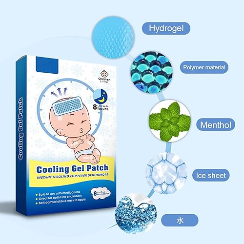 Miniatura 5 de 8 parches de enfriamiento para niños, almohadillas desechables para fiebre, parche de fiebre para niños, almohadillas frescas para fiebre y