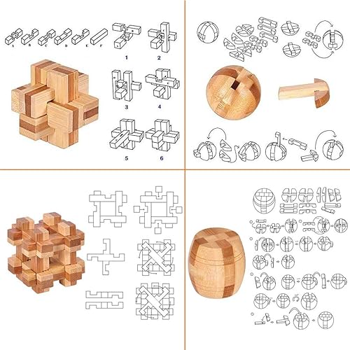 Miniatura 2 de Brain Teaser Puzzle 20 piezas de desbloqueo, juego de entrelazado, prueba de coeficiente intelectual, juguete de madera, desbloqueo 3D, rompecabezas