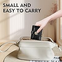 Vista 5 de Travelambo Cartera pequeña para mujer con 2 ventanas de identificación, bloqueo RFID, de cuero, tarjetero con bolsillo con cremallera