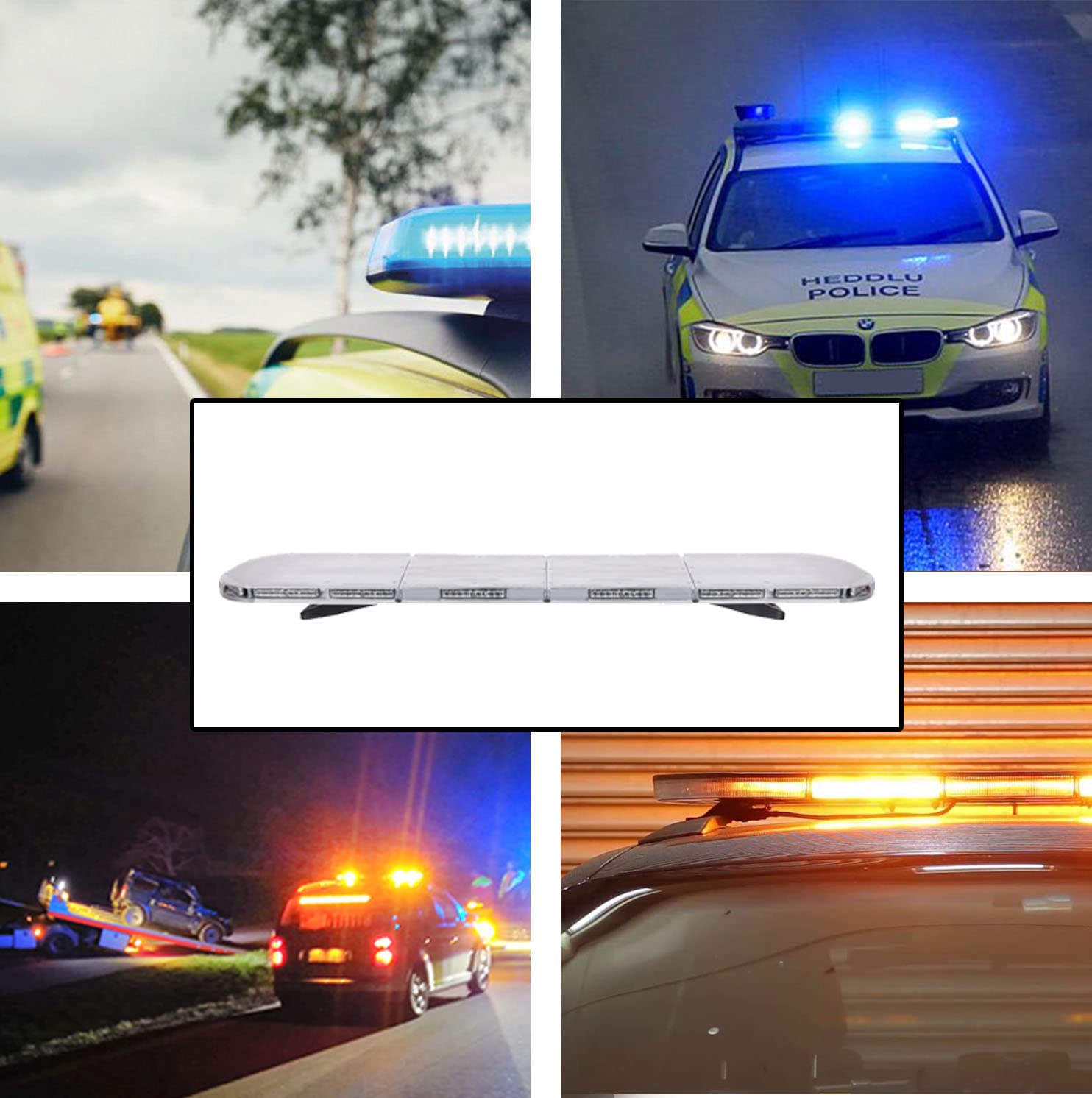 Ryme Automotive Puente de Iluminación LED 1492 MM. Multifunción Homologado R65 - Barra Luces Emergencia - Luces de Advertencia LED Techo para Vehículo - Ámbar