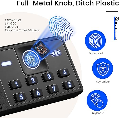 Miniatura 3 de Caja de seguridad biométrica para el hogar, (0.78-2.04 pies cúbicos), bloqueo seguro de huellas dactilares de acceso rápido, teclado retroiluminado