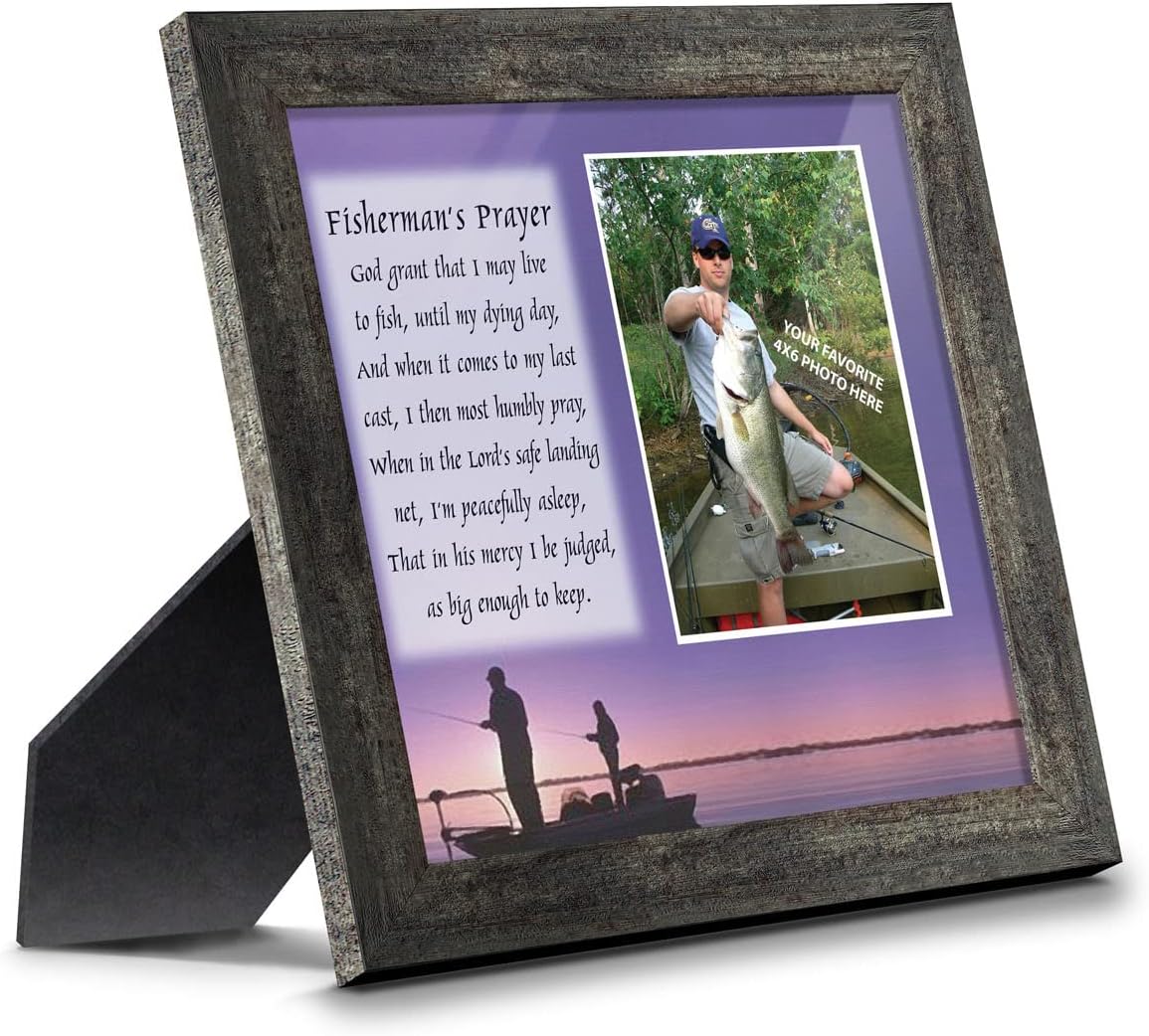 Crossroads Home Décor Fisherman's Prayer, Personalized Fishermen's Gifts, Fishing Decor Picture Frame 9701BW