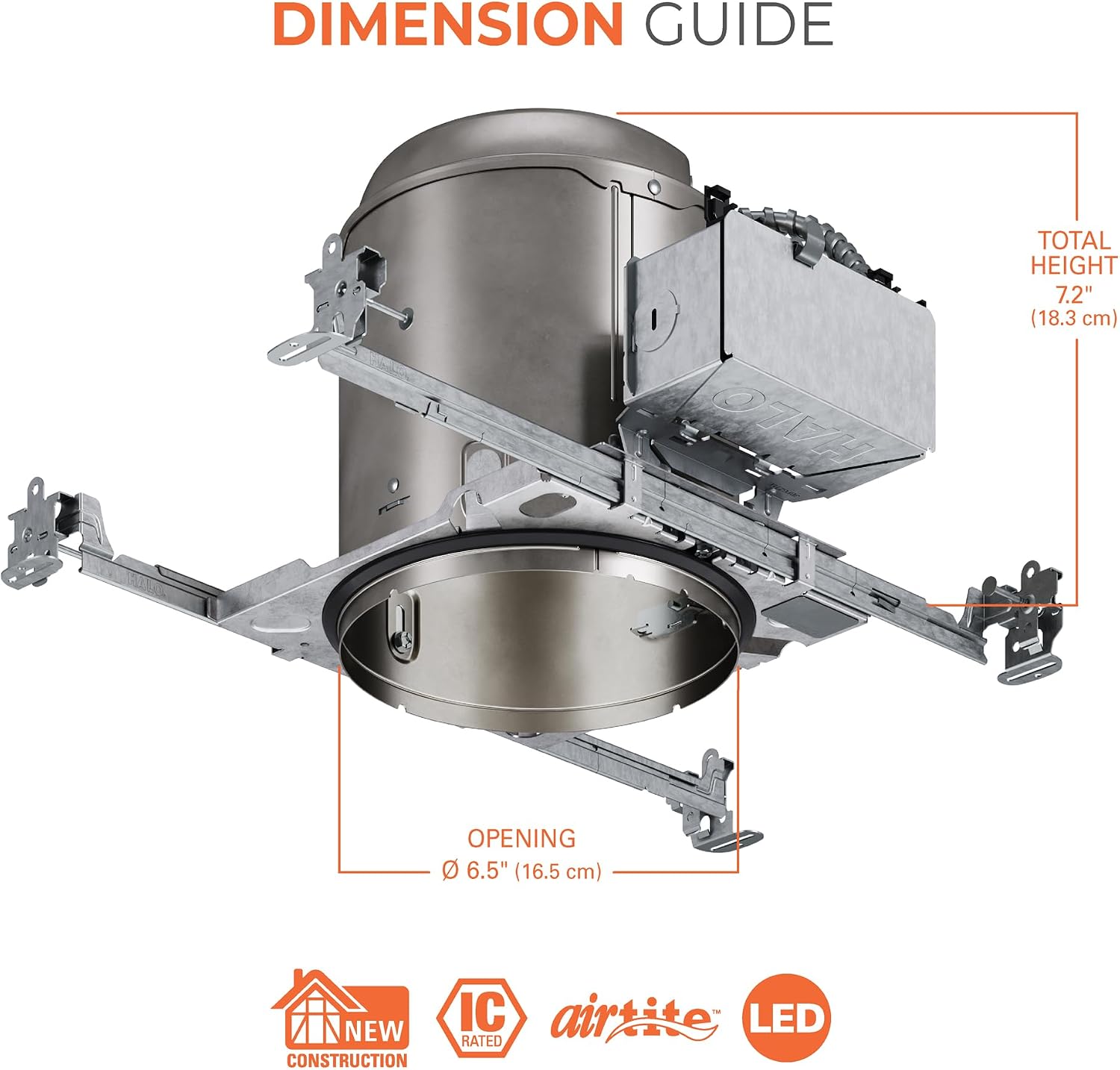 HALO H750 6” Recessed Lighting Housing for New Construction, IC-Rated, Air-Tite, Compatible w/HALO LED Modules & Trims
