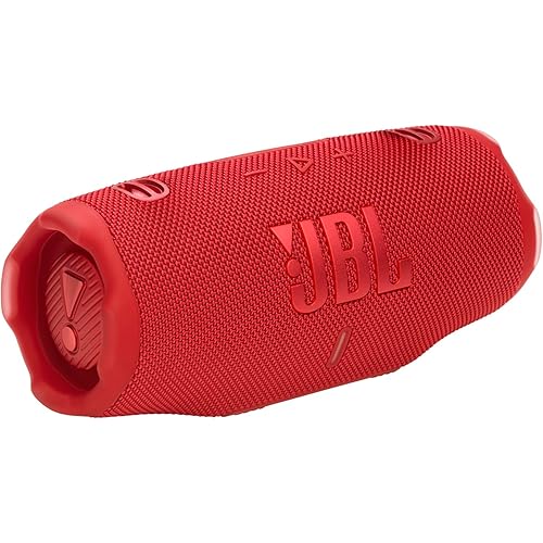 JBL Charge 6 - Portable Waterproof & Drop-Proof Bluetooth Speaker, Bold JBL Pro Sound with AI Sound Boost, 28Hrs of Playtime, Built-in powerbank & Comes with a Sturdy/Removable Carrying Strap (Red)