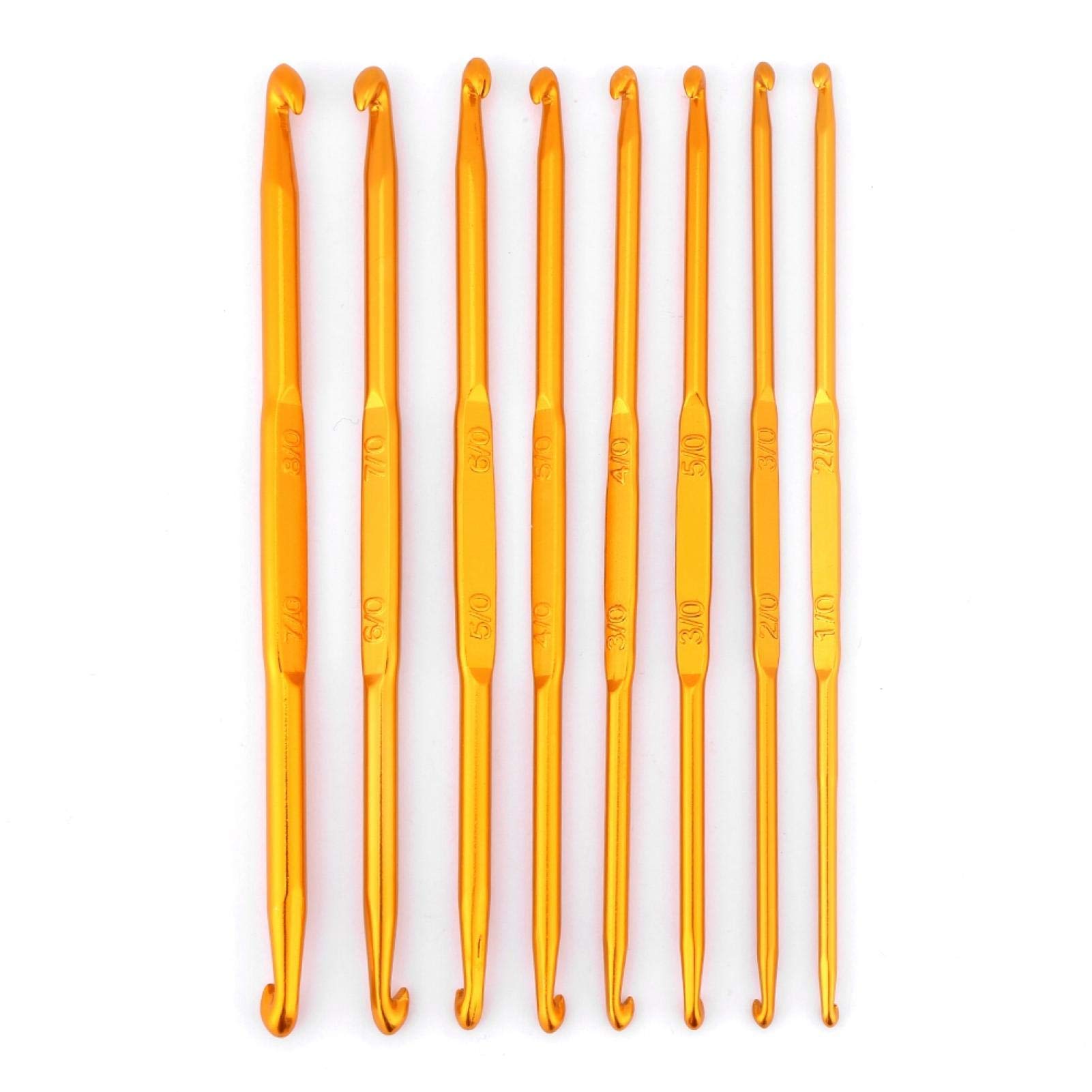 Set Da 8 Ferri Da Maglia E Uncinetti A Doppia Punta In Allumina Dorata – Dimensioni Da 1,0 A 8,0 Mm – Scorrimento Fluido E Antisfavillamento
