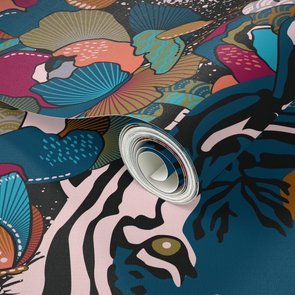 Peel & Stick Wallpaper 3ft x 2ft - Deep Jungle Scale Custom Removable Wallpaper by Spoonflower