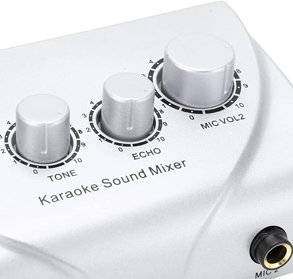 Karaoke Mixer Dual Mic Inputs Echo Delay Stereo Metal