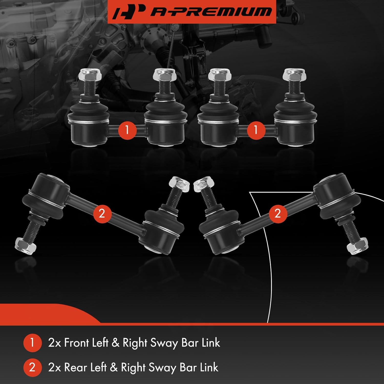 A-Premium Set of 4, Front & Rear Sway Bar Links Kit Stabilizer Bar Links Compatible with Toyota Corolla 1993-2002, Celica 1994-1999, Chevrolet Prizm 1998-2002