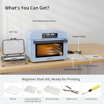 PYD Life V20 Sublimation Oven Machine with A4 Vacuum Tray 20 L 220 V