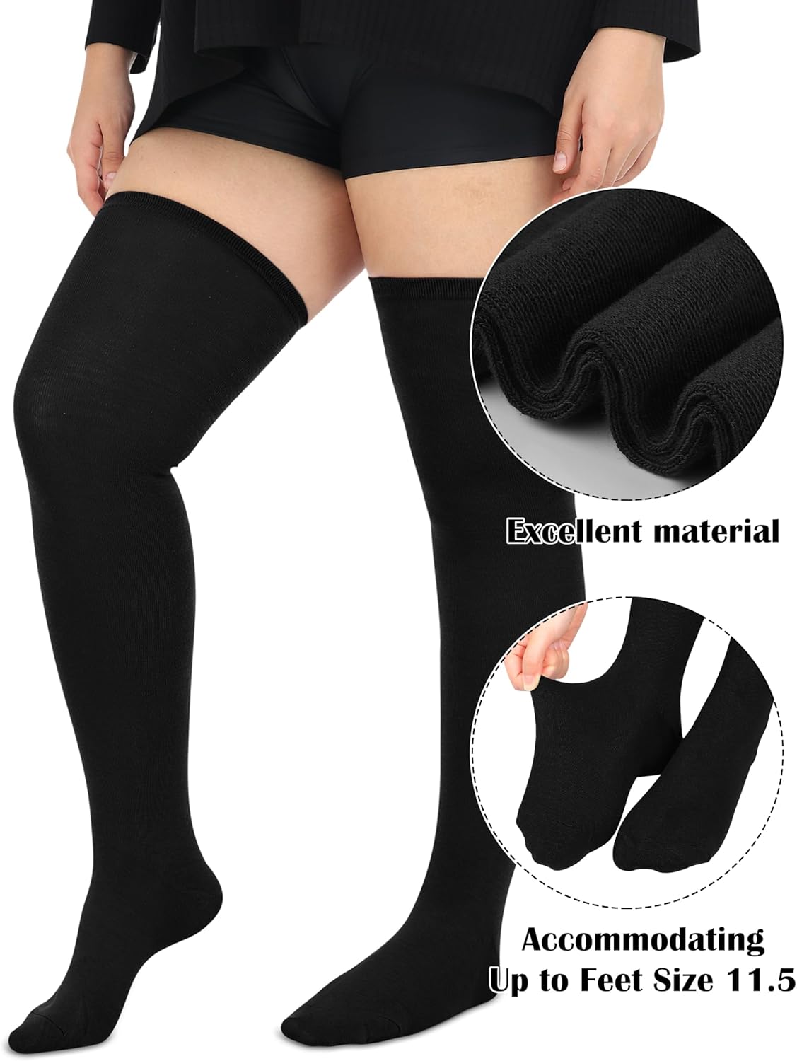 Aneco 6 Pairs Plus Size Over Knee Socks Women Warm Thigh High Stockings for Daily Use, L-XXL - Image 5