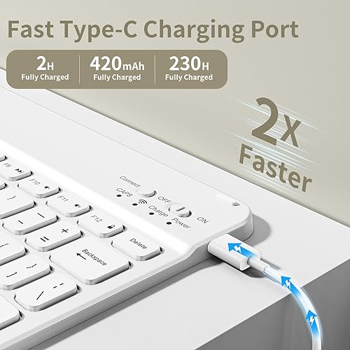 Miniatura 58 de aoub Funda para iPad de 9ª/8ª/7ª generación de 10.2 pulgadas, funda de teclado Bluetooth inalámbrica desmontable, funda trasera de TPU suave