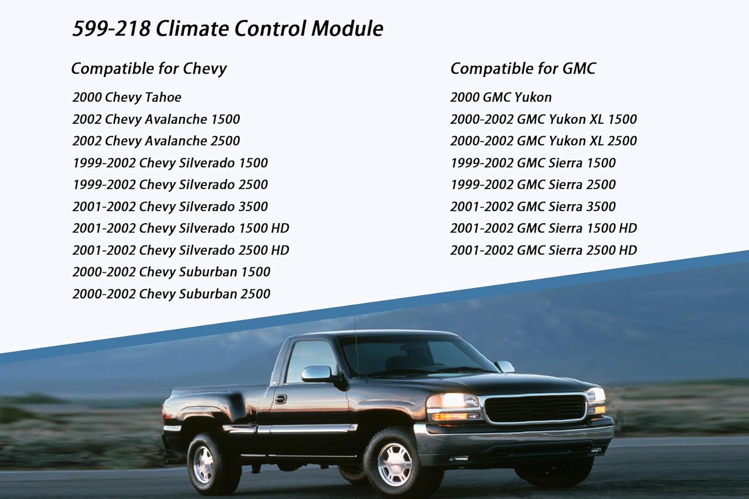 599-218 Front A/C Heater Climate Control Module Panel with Rear Window Defogger Switch Compatible with 1999-2002 Chevy Tahoe Avalanche Suburban Silverado and GMC Yukon Sierra