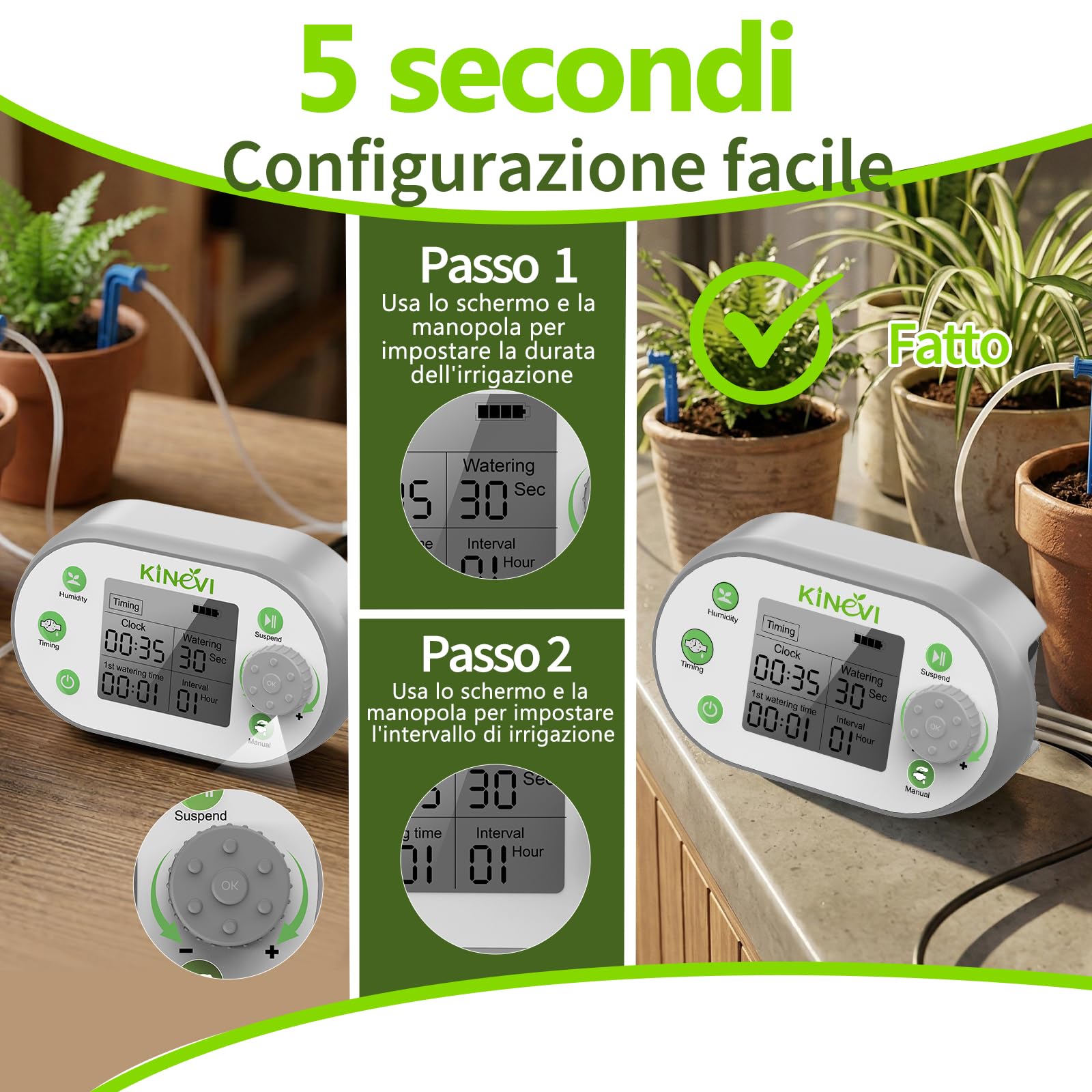 Irrigatore automatico per piante interne, fornisce supporto per 15 piante in vaso interne, con modalità di rilevamento dell'umidità, sistema di irrigazione a goccia, adatto per balconi