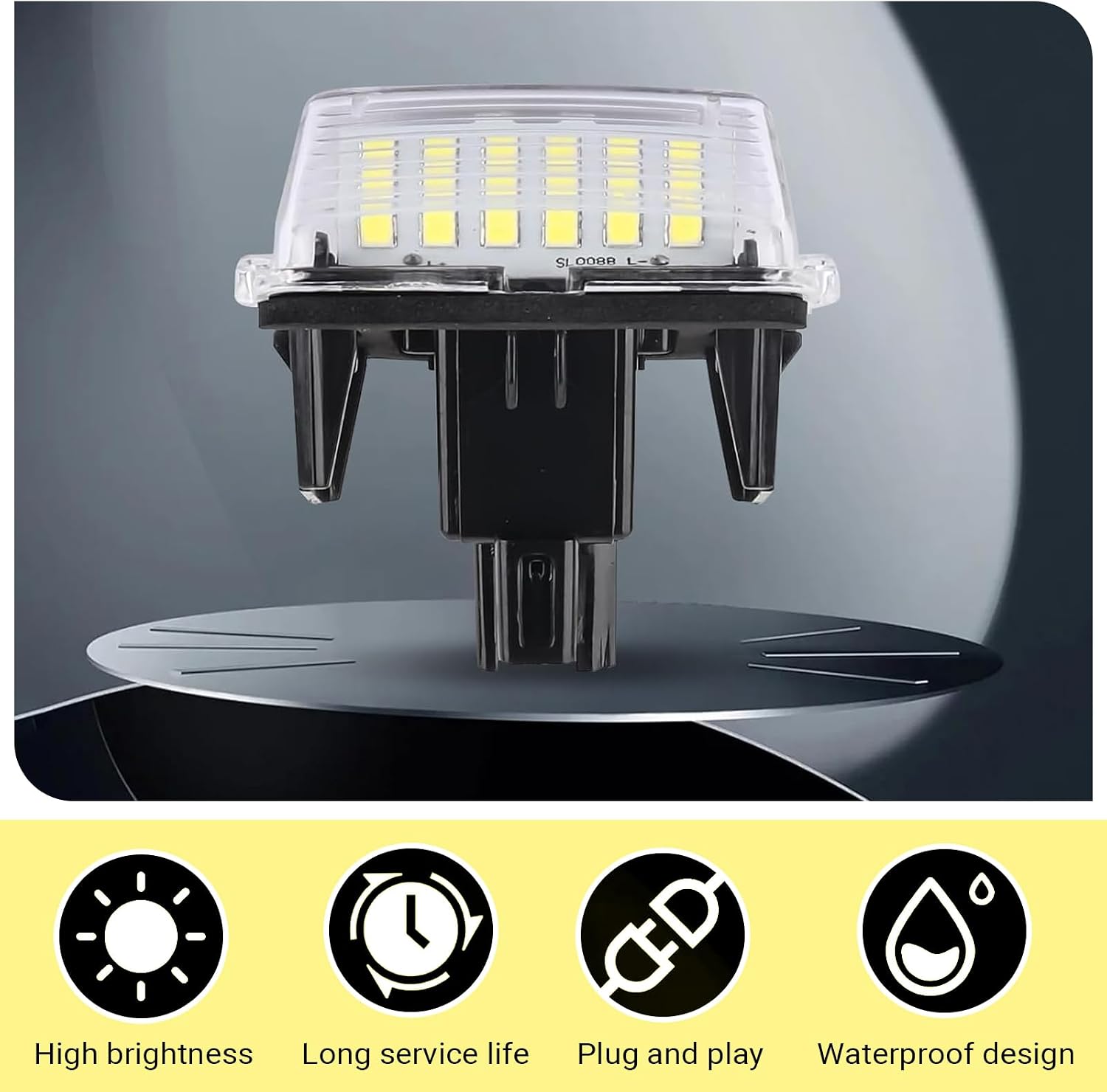 2 PCS Car LED License Plate Light, 12V 6500K Super Bright LED License Plate Lights, Plug and Play Exterior Lighting Decorative Lamps, Compatible with Camry YARIS EZ VIOS (White)