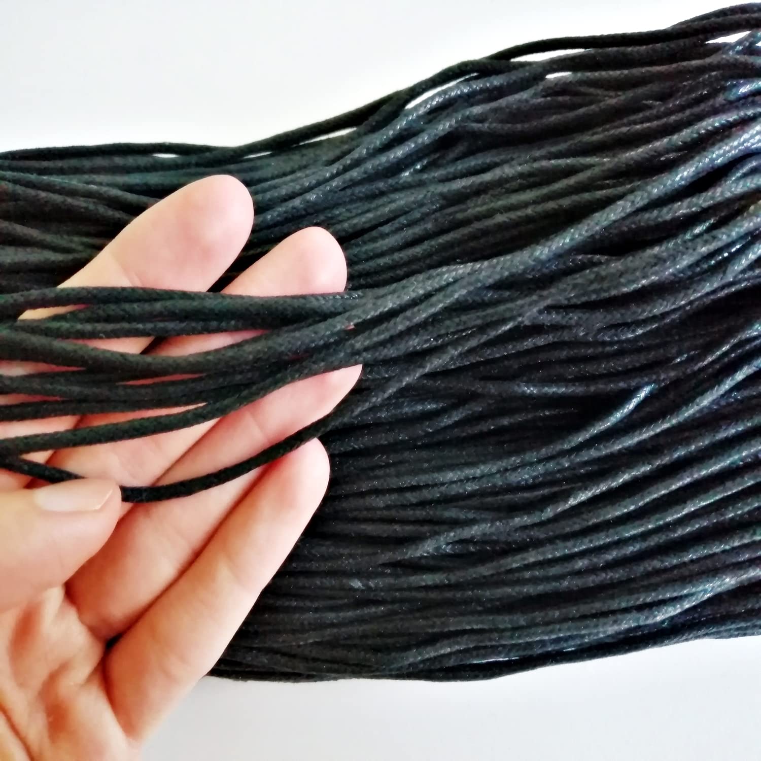 Mart-Mon Black 30M Cord - 1Mm, 1.5Mm & 2Mm Thick Waxed Cotton Thread For Jewellery, Beading, Macrame, Diy, Arts & Crafts Durable String Rope (1.5)