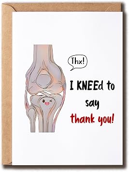 EdgarGifts Thank You Skeleton Card - Knee Cute Card - Medical Thank You Card - Gratitude Card - Keepsake For Doctor Nurse