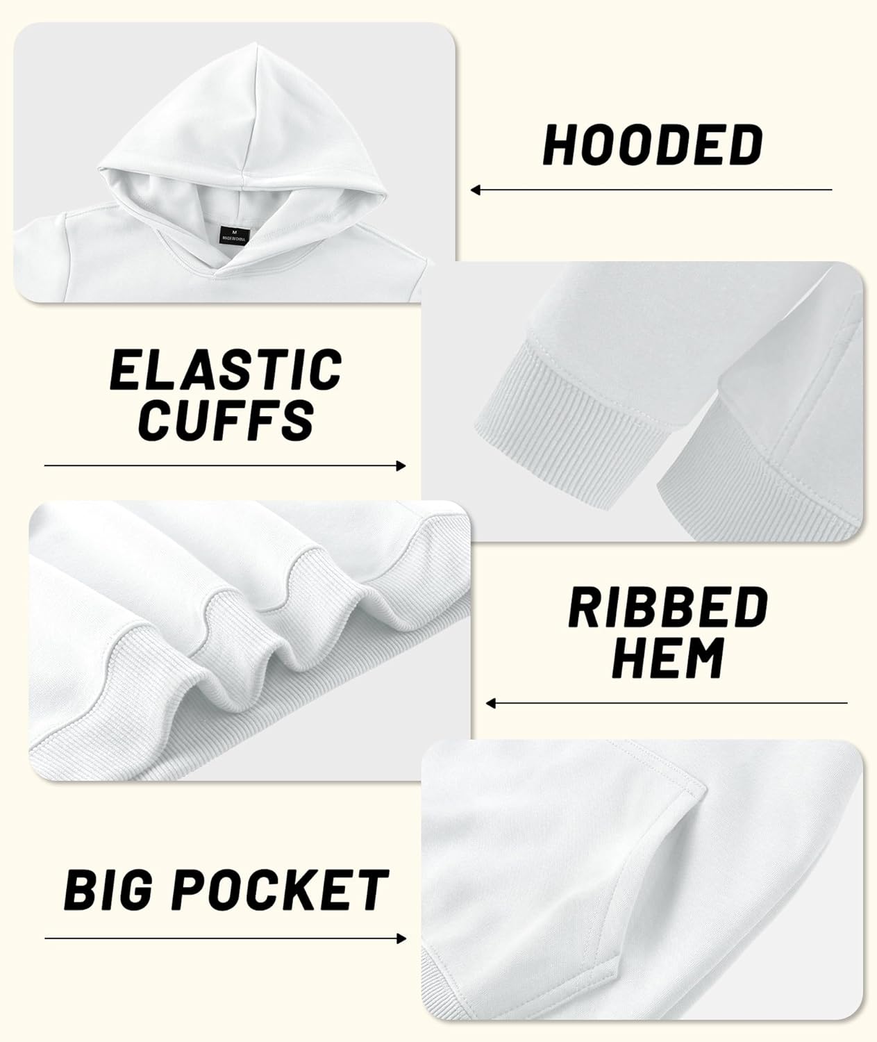 Little Beauty 3 Pack Boys Hoodies Cotton Long Sleeve Sweatshirts Kids Athletic Hooded Pullover with Pocket - Image 4