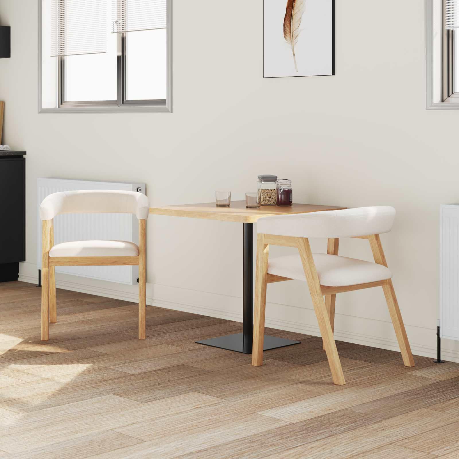 Set di 2 sedie da pranzo in legno massiccio naturale, 54 x 57 x