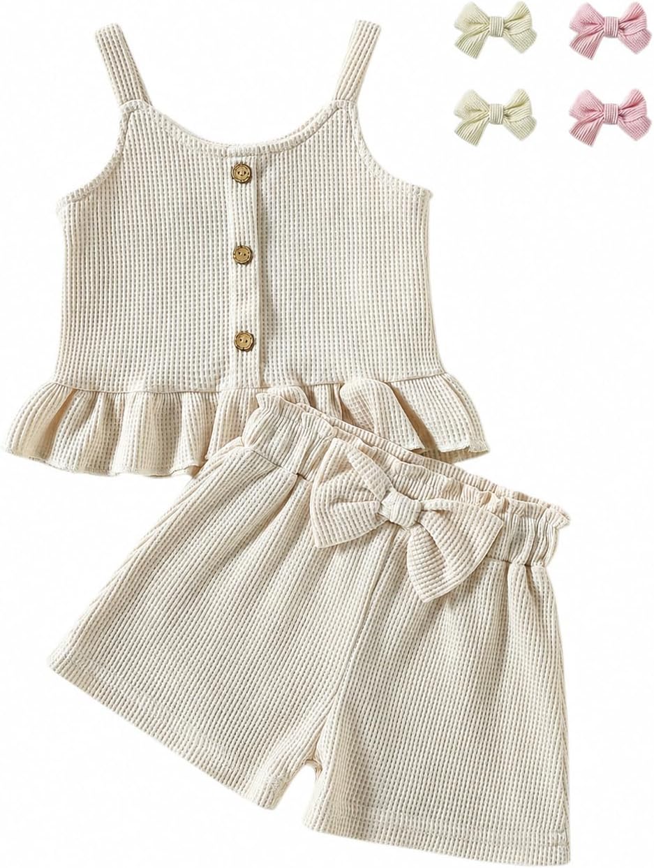 ChuYuKu Toddler Girl Summer Clothes Sleeveless Short Set