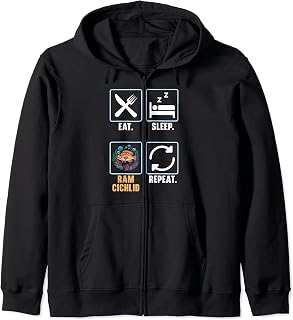 Ram Cichlid Fish Lover Freshwater Aquarium Fish Aquarist Zip Hoodie