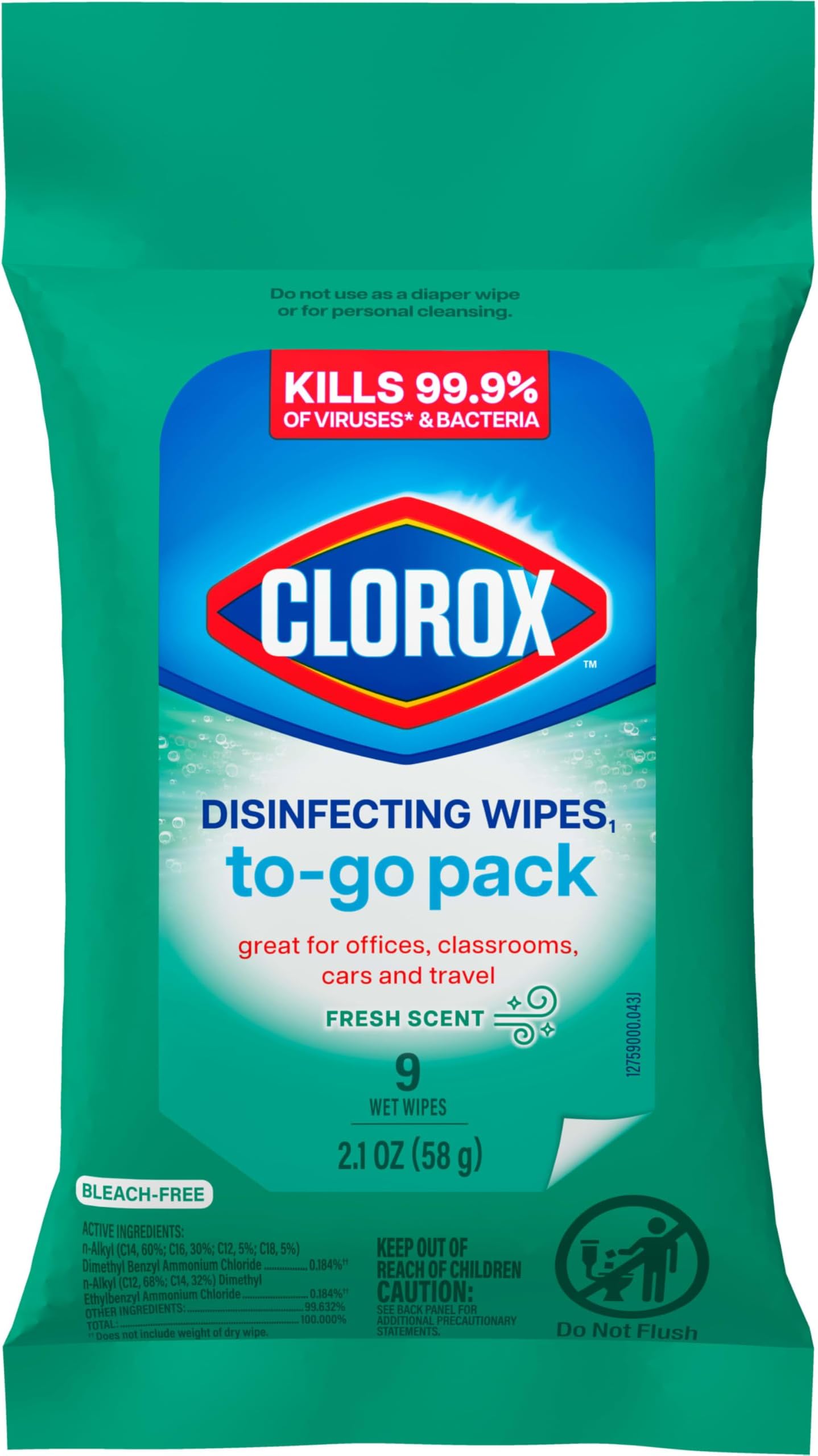 Disinfecting Wipes- To Go Fresh Scent, 9 count