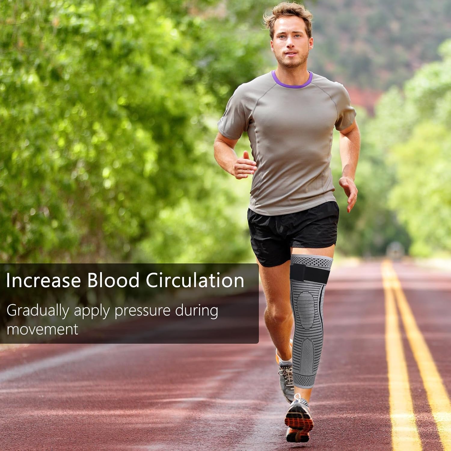 Full Leg Compression Sleeves 2 Pack Long Knee Support for Men and Women for ACJ, Meniscus Tear, Arthritis - Image 3