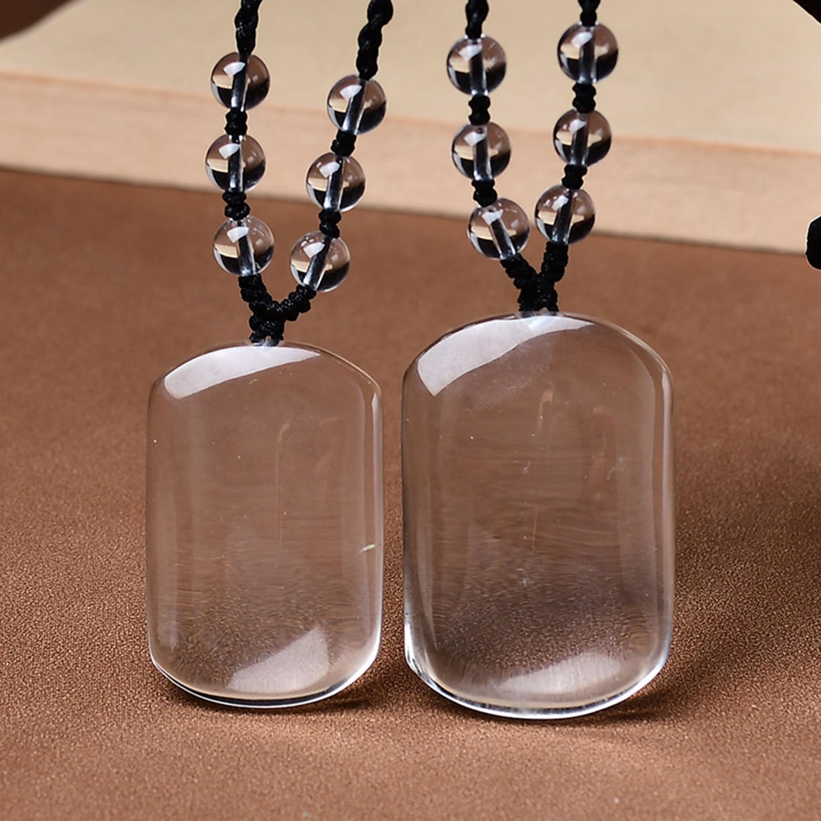 Collar con Colgante Rectangular de Cuarzo Transparente Natural – Collar de Piedra de Cristal para Mujeres y Hombres, joyería de Cuarzo Reiki para protección,40.5 * 26.4 * 8.7mm