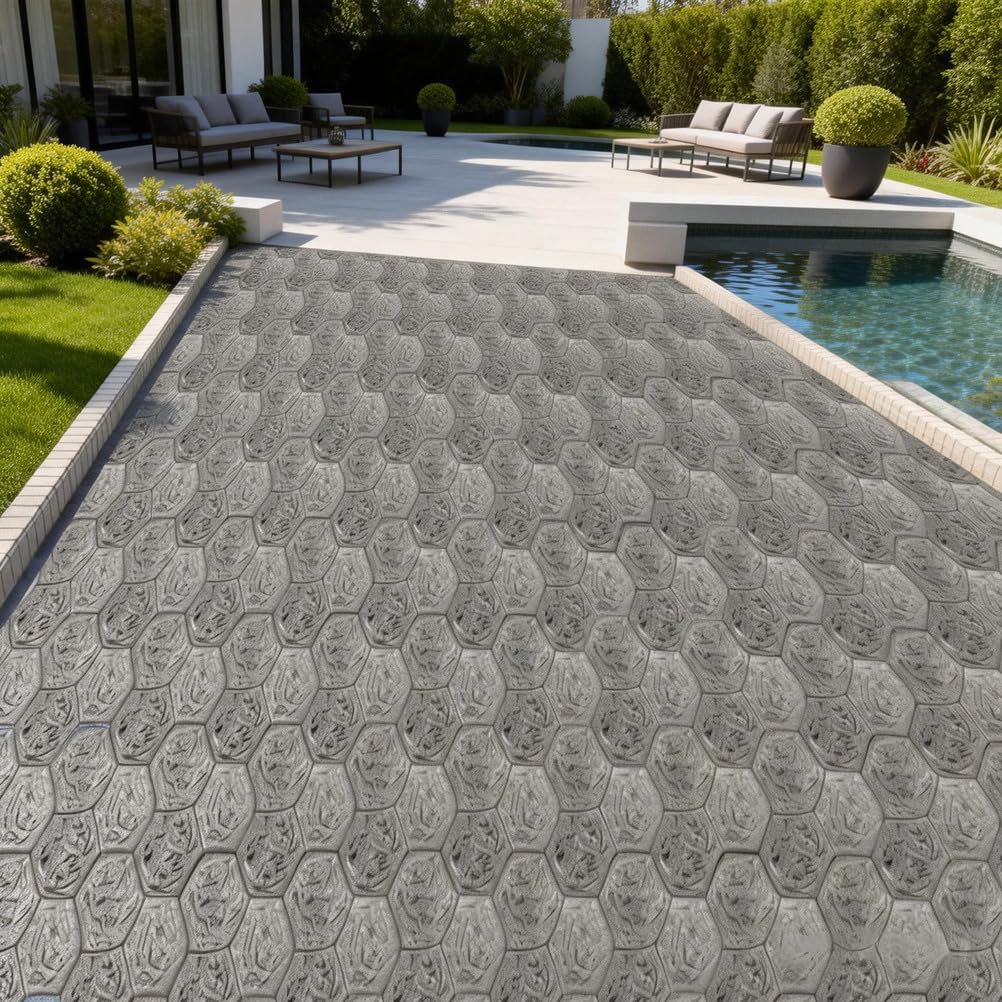 Durable Polyurethane Floor Imprint Mold, Concrete Cement Embossing Tool, Artistic Stone Texture Concrete Stamp for Outdoor Decorative Landscaping