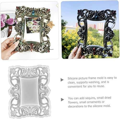 Miniatura 5 de Molde para marco de fotos, moldes de resina epoxi para decoración de resina epoxi, marcos de fotos de silicona, suministros para hacer marcos,