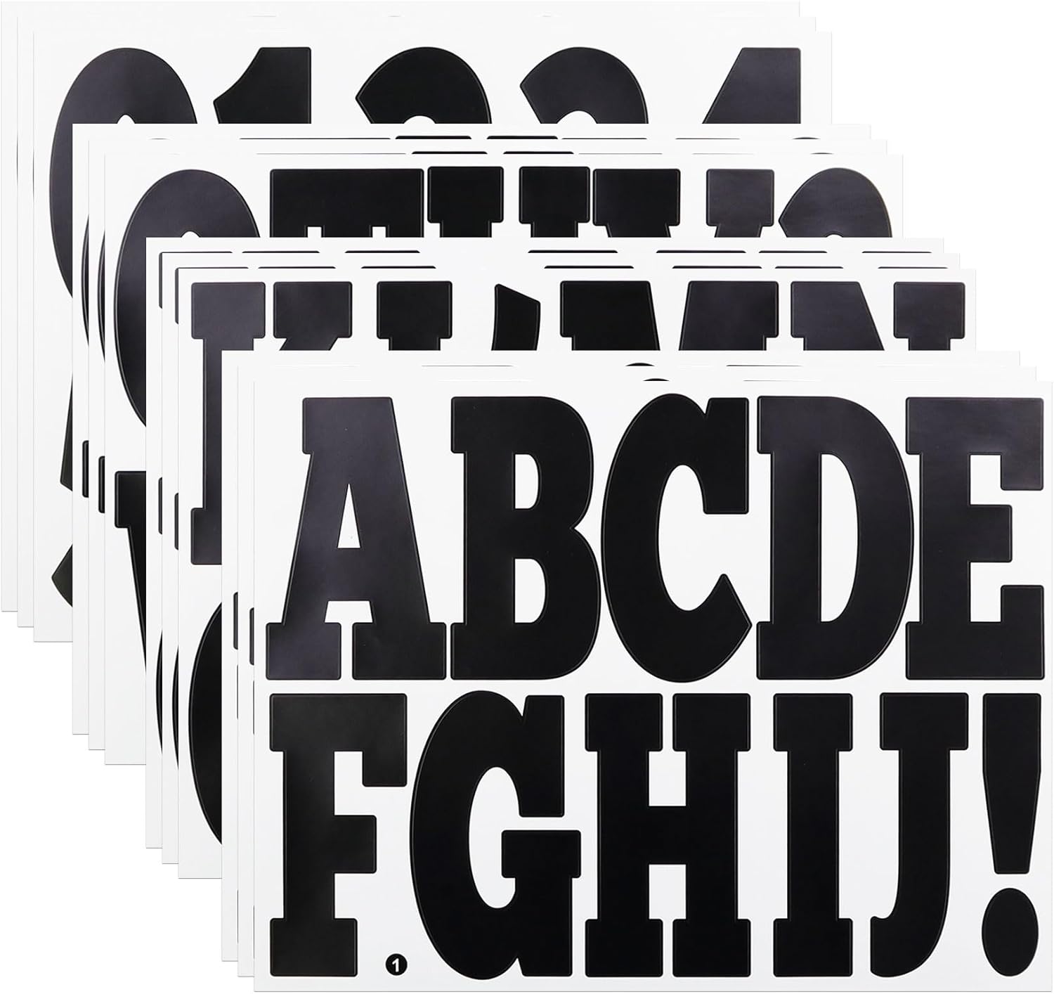 4 Inch Letter Number Stickers, Self Adhesive Alphabet Stickers for Mailbox, Outdoor,House Numbers,Sticky Vinyl Letters Sticker, 12 Sheets Black