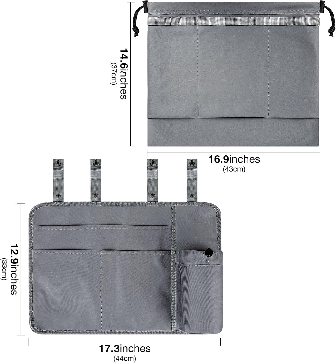 Airplane Tray Table Cover with Under Desk Attachment Set, Travel Accessories for Seat Back Organize & Item Storage, Washable Airplane Accessories with Water Bottle Holder (Grey)