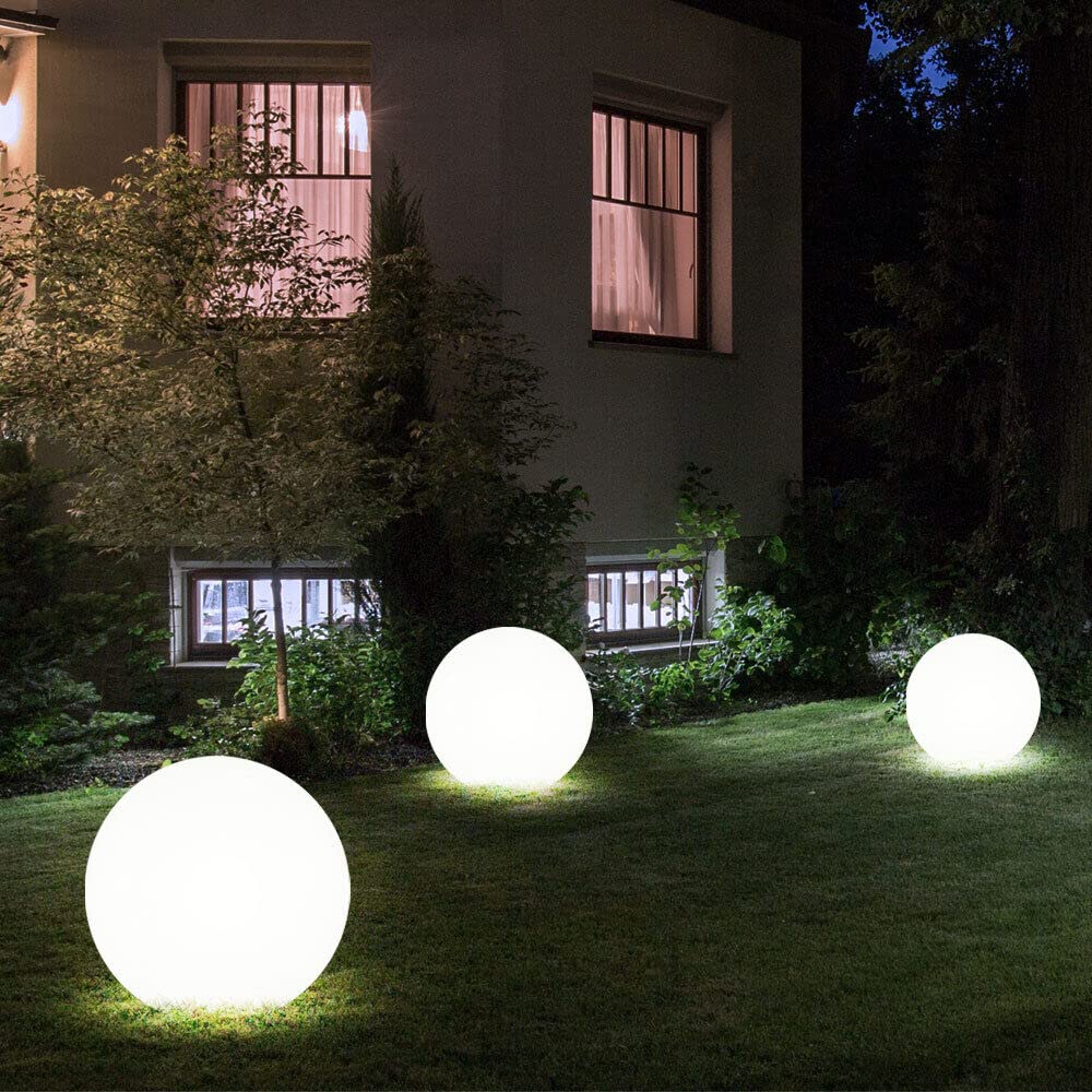 3er Set LED Außen Solar Kugel Leuchten Garten Beleuchtung Rasen Blumenbeet Steck Lampen 1x 20 cm und 2x 25 cm