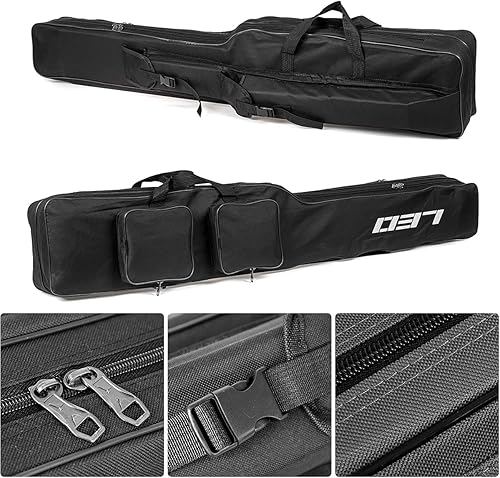 Miniatura 5 de LEOFISHING Bolsa de almacenamiento de aparejos de pesca de 51.2 in4.27 pies, portátil, organizador de carrete de caña de pescar, cajas de