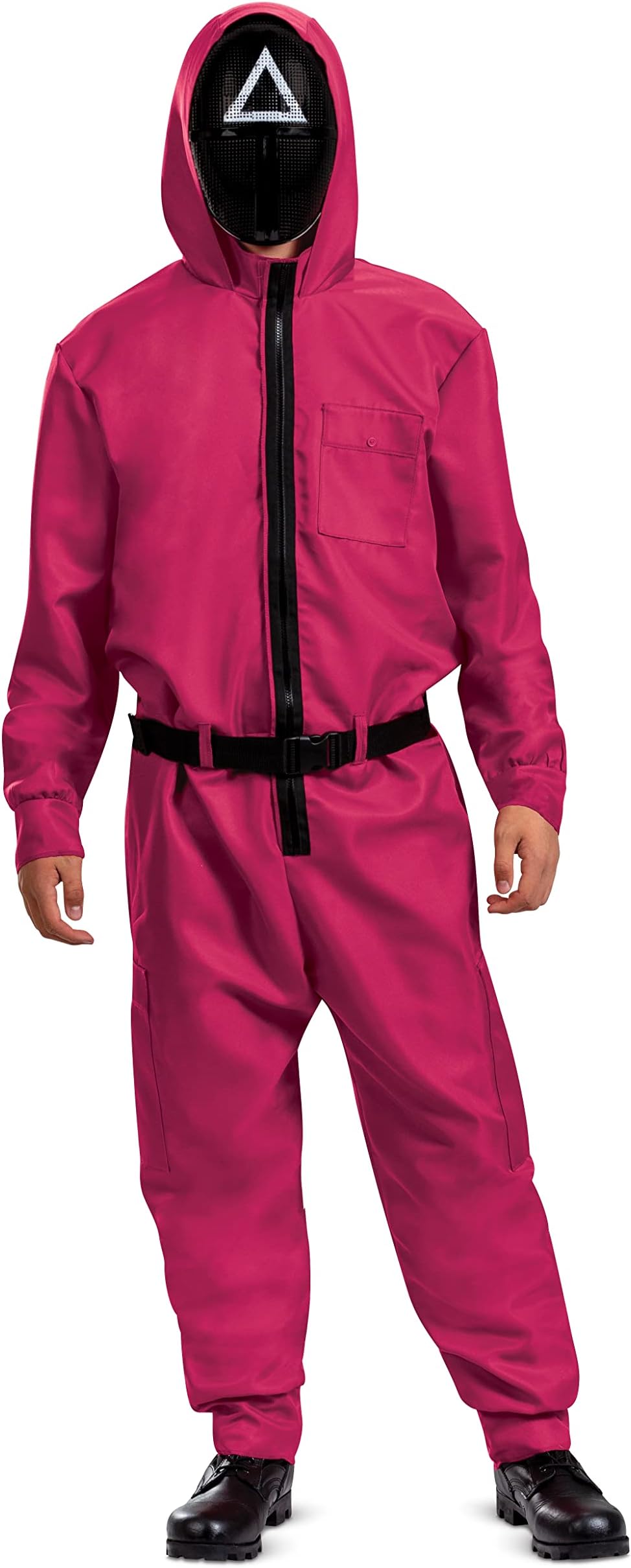 Squid Game Guard Adult Red Jumpsuit with Triangle Mask