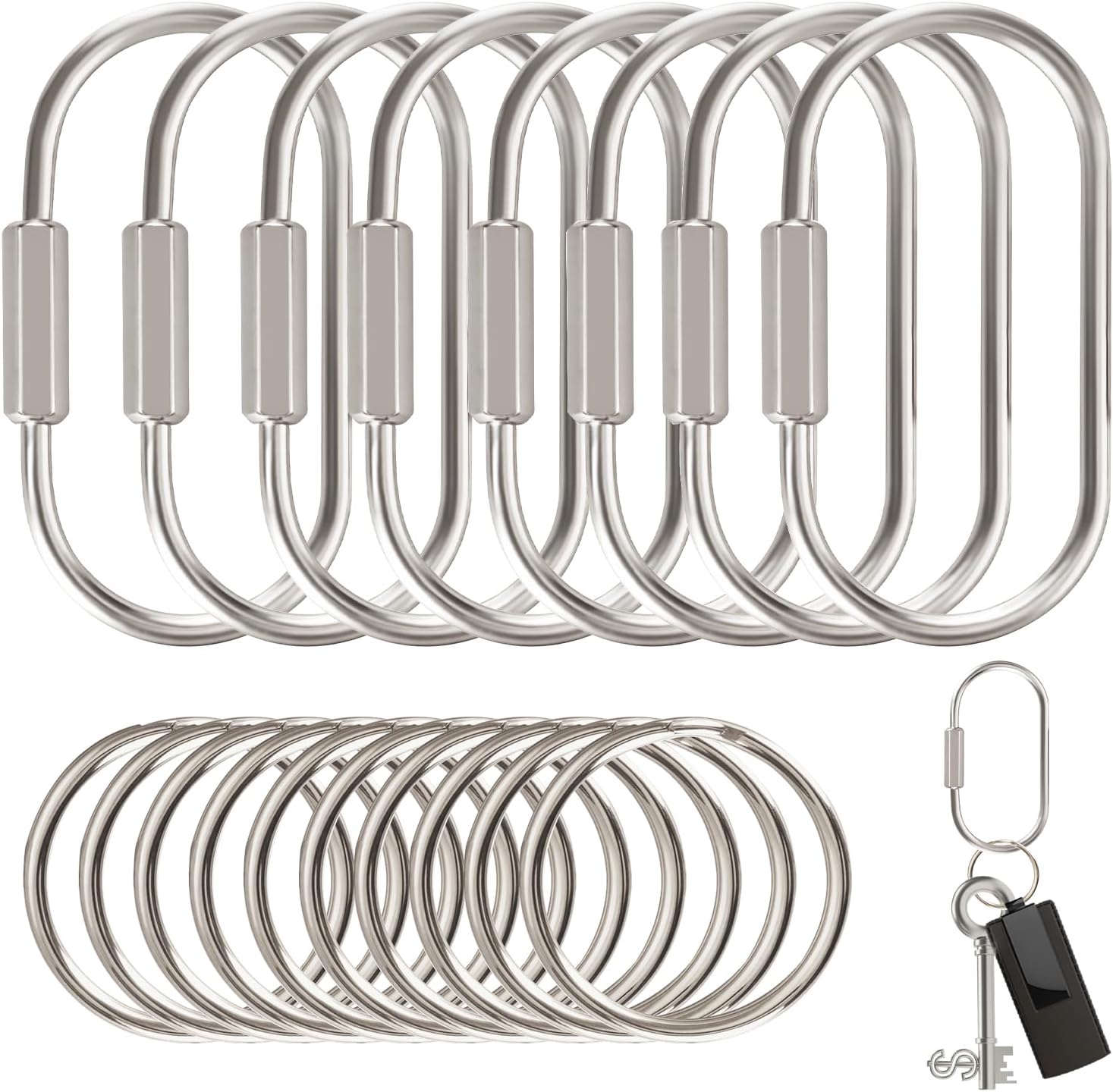 Muitcdo Brass Key Rings Bulk, Key Chain Organizer Holder for Men Women with Secure Screw Locking (8 Pack)