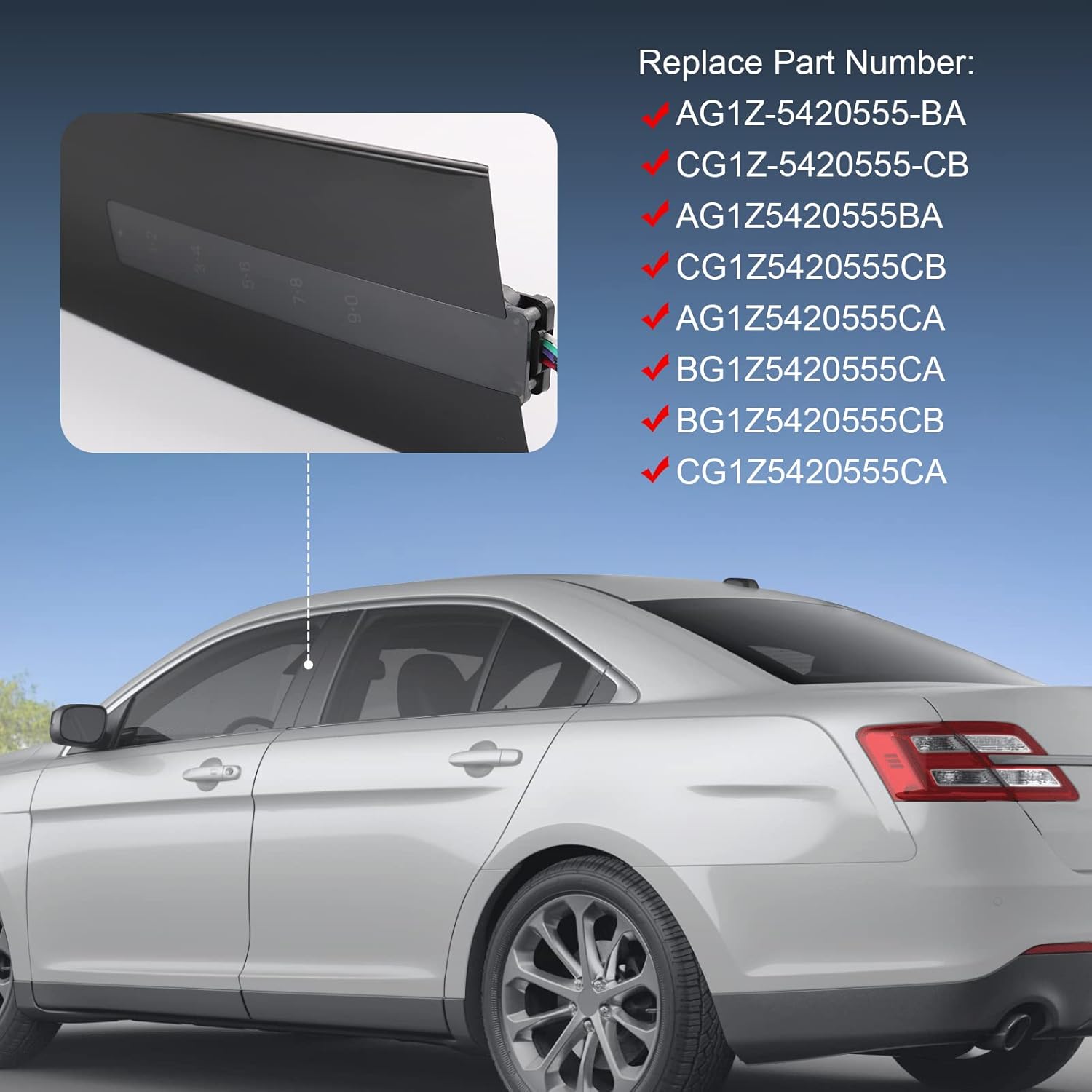 Front LH Driver Side Door Window Trim Keyless Entry Pad Compatible with 2011-2019 Ford Taurus Replace# AG1Z-5420555-BA, CG1Z-5420555-CB