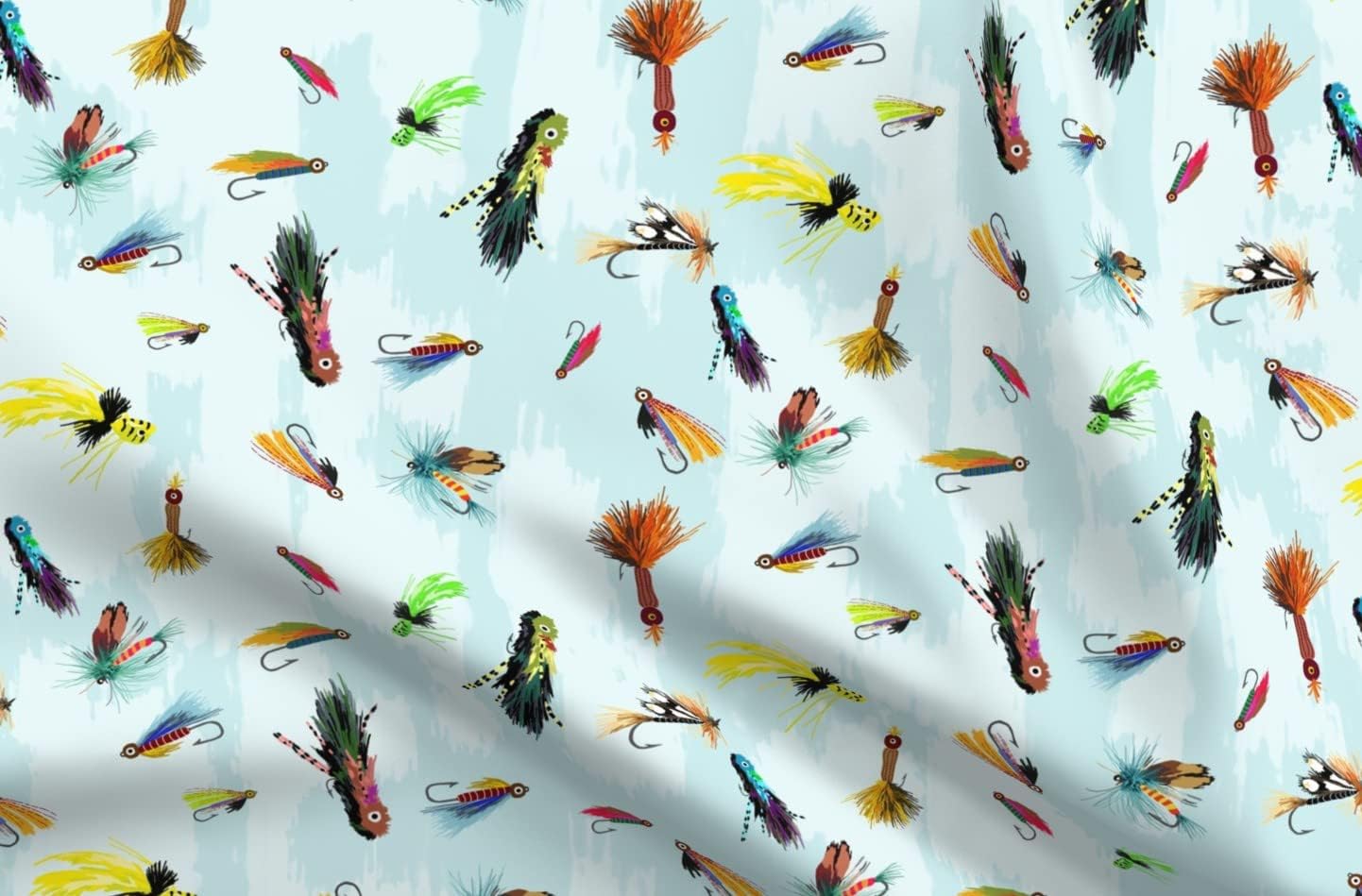 Spoonflower Fabric - Fly Lures Fishing Outdoors Boys Pattern Printed on Petal Signature Cotton Fabric Fat Quarter - Sewing Quilting Apparel Crafts Decor