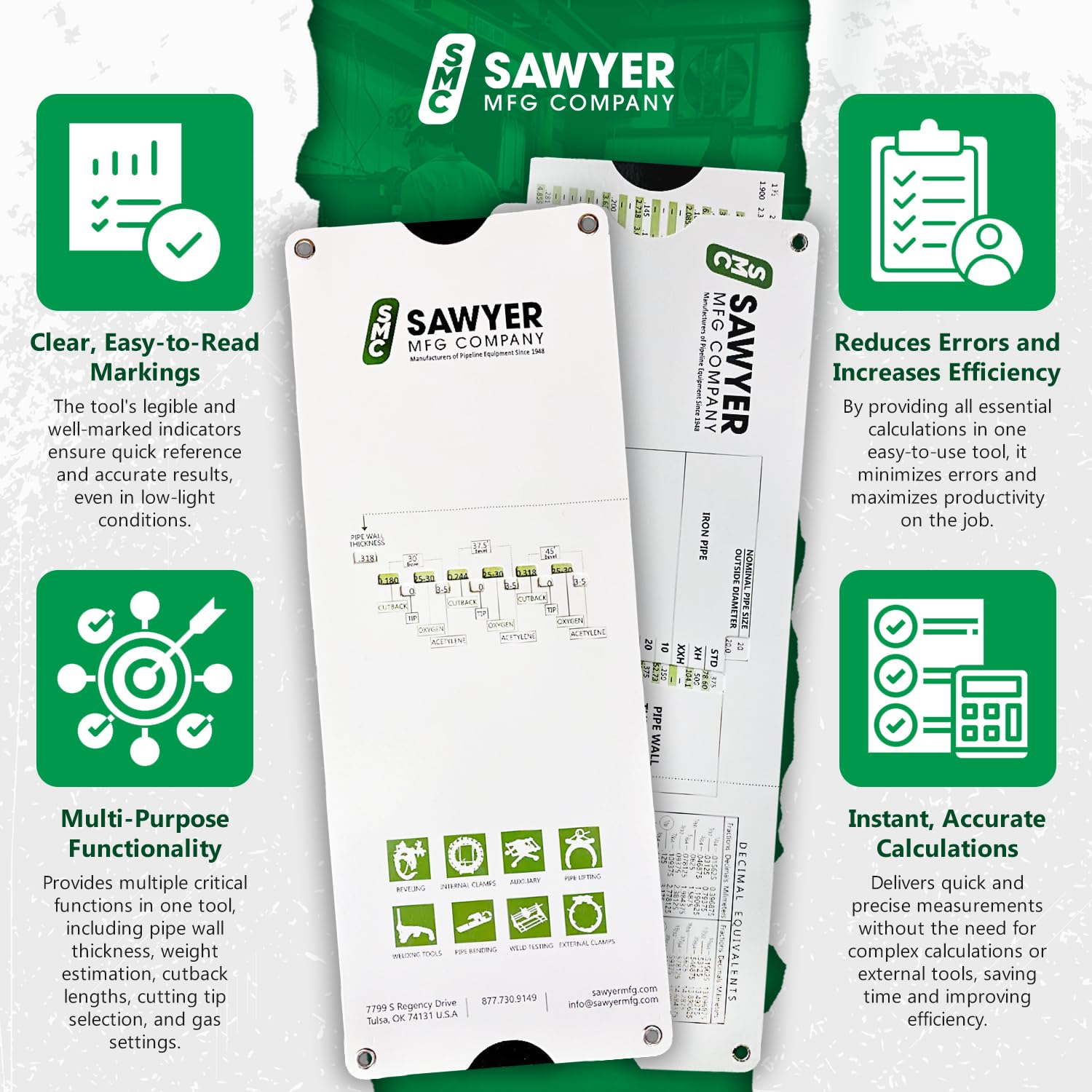 Sawyer MFG Company - The Tech Pack: Ultimate Pipefitter's Bundle - Pipefitter's Handbook, Compact Pipe Tape & Slide Rule Tool for Accurate Pipe Measurements, Welding Specs & Fitting Dimensions