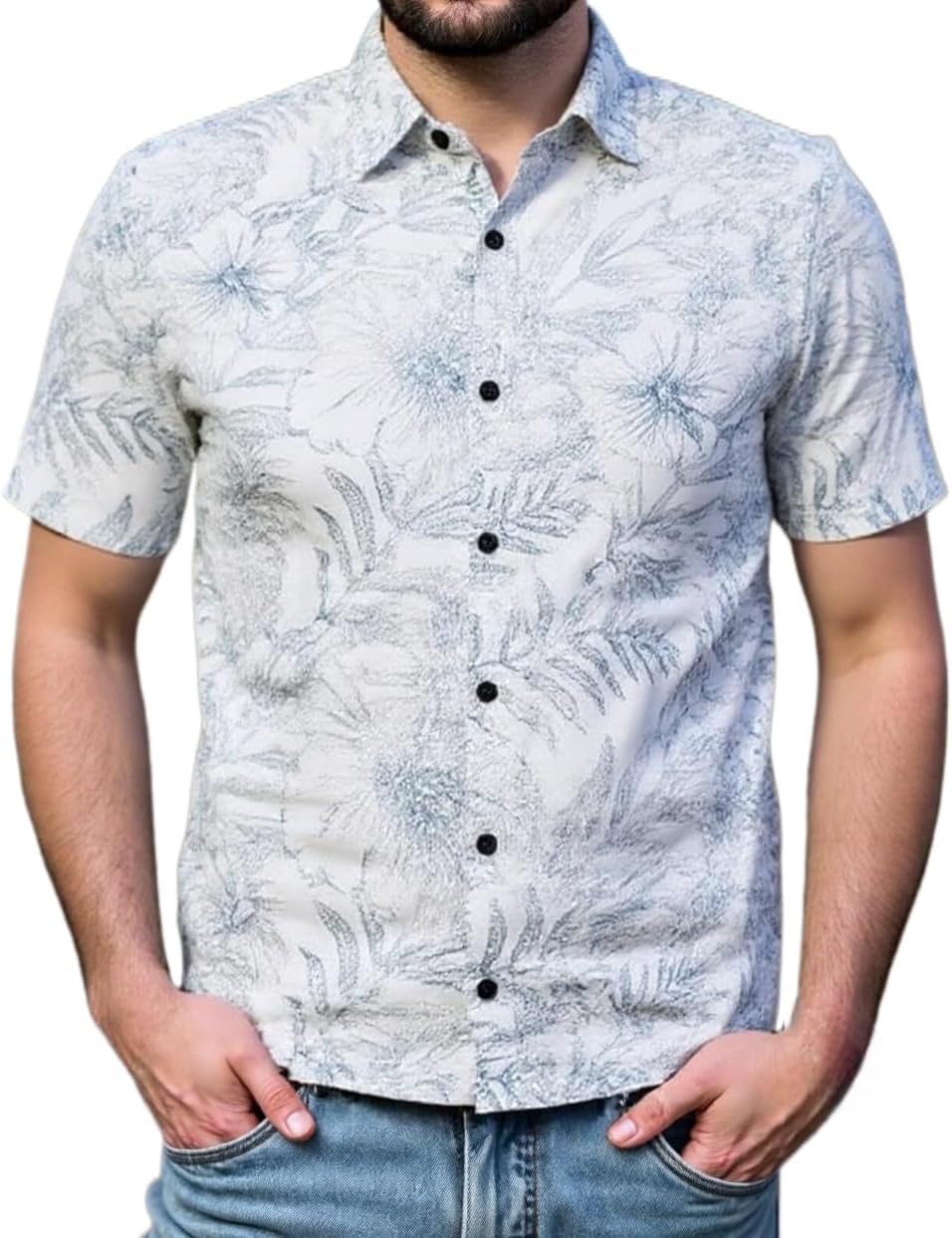 Mens Hawaiian Shirts Tops Short Sleeve Floral Button Down Beach Shirt Vintage Tropical Palm Summer Lightweight Blouses Male