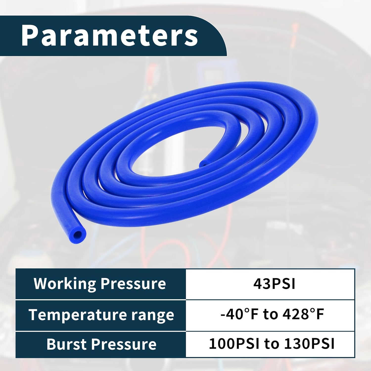 Silicone Vacuum Tubing Hose 130PSI Max Pressure Automotive Vacuum Line Blue with Vacuum Connector 1 Set 5Ft 3/4/5/6/8/10mm ID 3mm Thickness