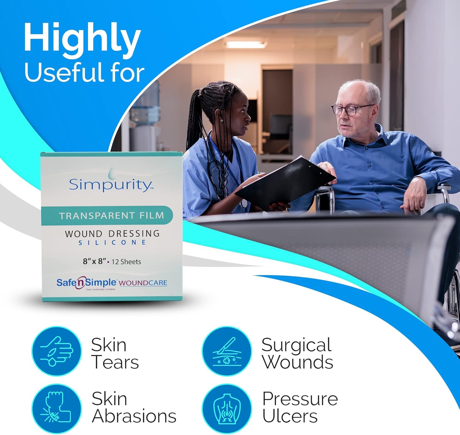 Transparent Film Wound Dressing - 4"x5" Individual Pack - Silicone Medical Pads Wound Care - Transparent Adhesive Dressing Waterproof - Silicone Medical Supplies for Wound Care - Image 6