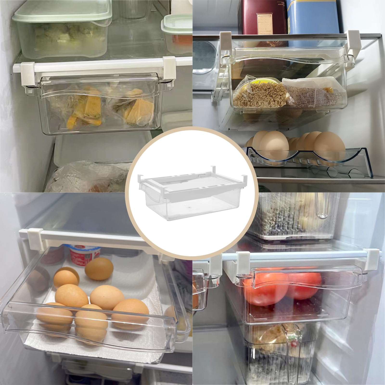 2 Organizer per Frigorifero, Cassetto, 30,5 x 19,8 x 9,5 cm, Trasparente