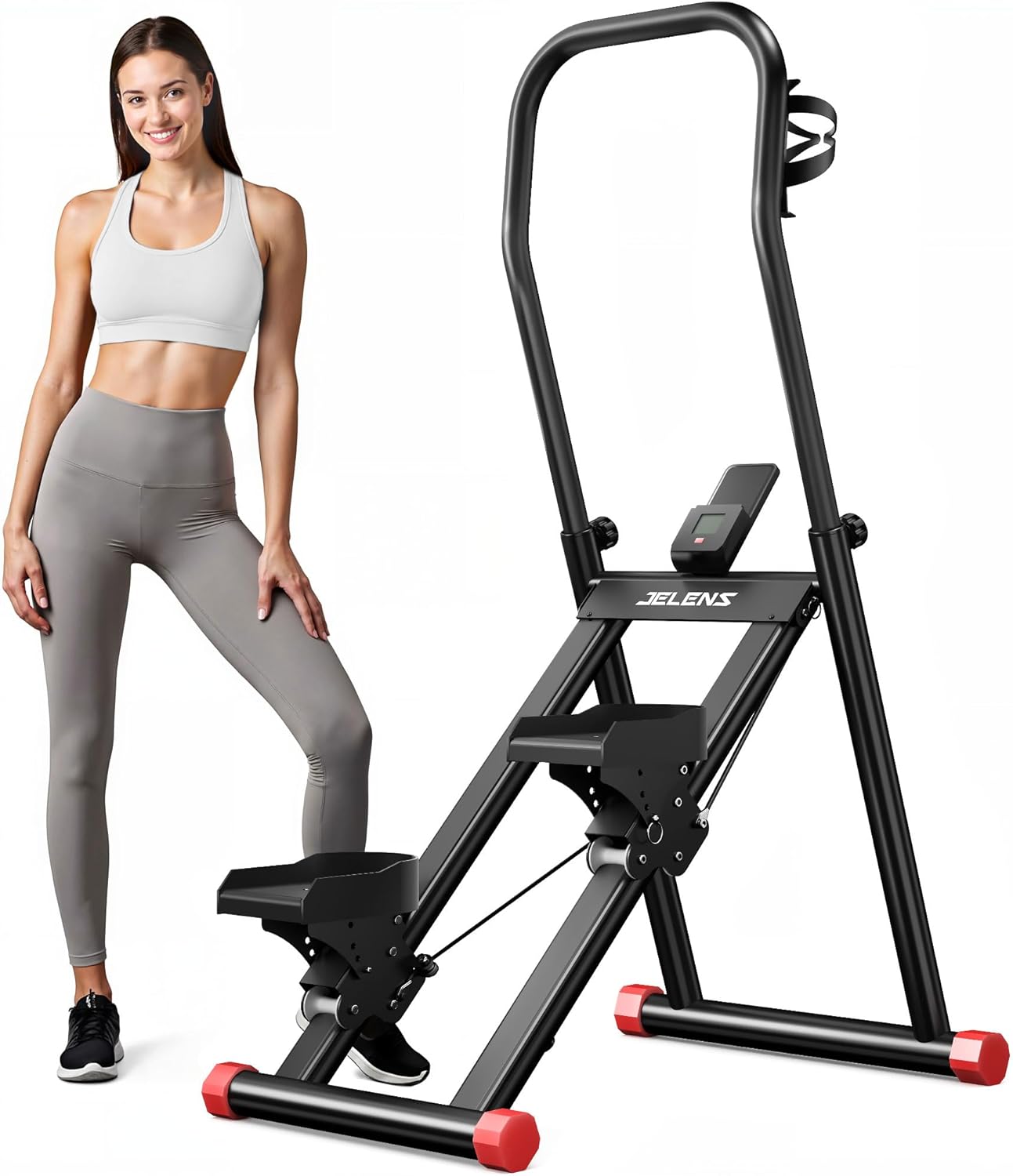 Stair Stepper for Home Gym Exercise, Compact Folding Cardio Stair Climber for Full-Body Workout, Vertical Climber Machine, Extended Step Range